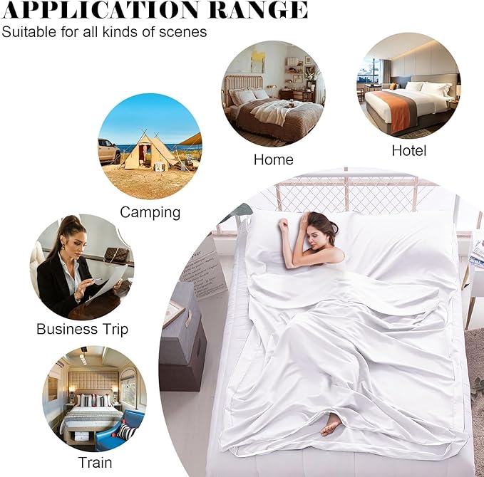 Sleeping Bag Liner,Travel Sheet & Adult Sleep Sack, Camping Sheets Travel Sleep Sack for Backpacking,Hotels & Hostels -Lightweight Single &Double Travel Sheet Camping Sheets