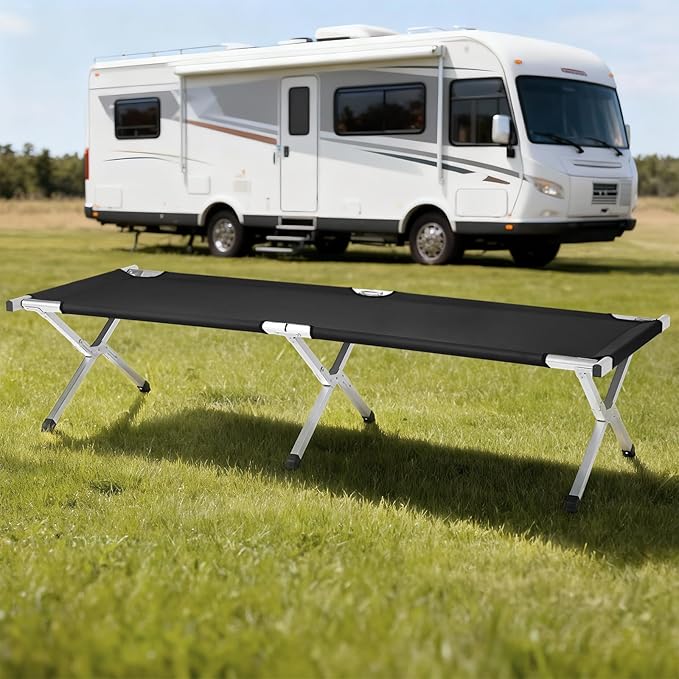 HOMSUPPLIE'S Folding Camping Cot,Outdoor Portable Camp Bed, Sleeping Cots with Carry Bag (Black)