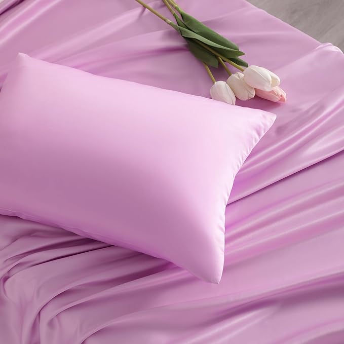 NTBAY Zippered Silk Satin Toddler Pillowcases - 2 Pack Hidden Zipper 13x18 Pillowcases - Luxury and Silky Baby Travel Pillow Covers, Light Pink