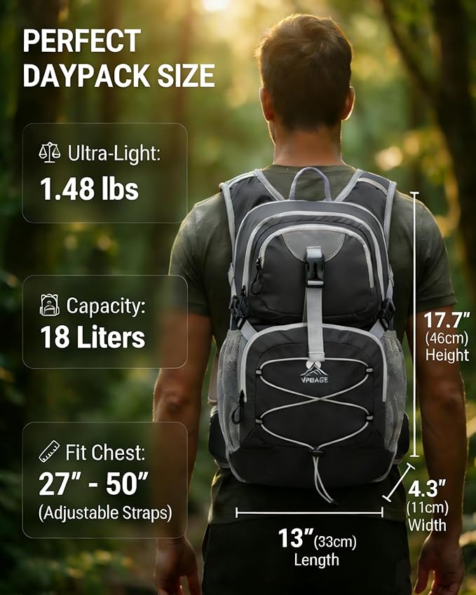 Hydration Backpack with 2L Bladder – Thermal Insulated Water Pack for Hiking, Skiing, Running – Lightweight Daypack for Men & Women, Soft-Lined Sunglasses Pocket & Large Waist Pockets
