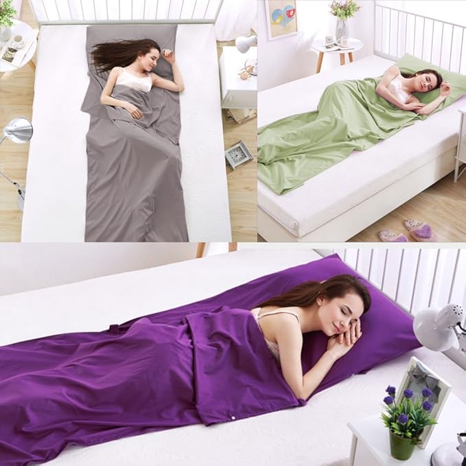 Sleeping Bag Liner Travel Sheets for Hotel Camping Sheets Travel Bed Sheets for Hotel Lightweight Single &Double Compact Sleeping Bag Sack Breathable Travel Sleeping Bag for Hotels Adult Compact Sacks