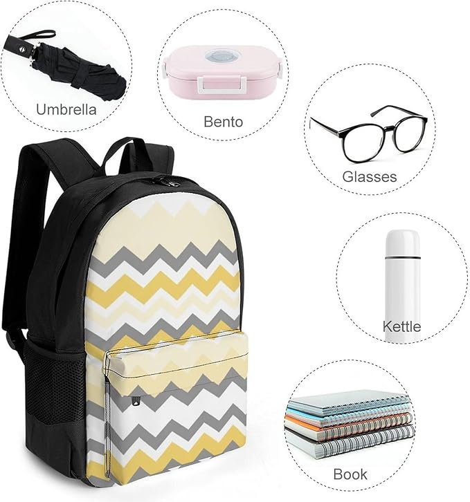 Lightweight Backpack for Gym Travel Bicycle, Big Capacity Multipurpose Anti-Theft Carry On Bag, Yellow Grey Gray Travel Hiking Bag Day Pack