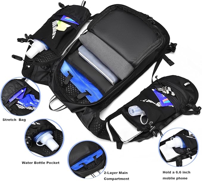 Hiking Hydration Pack Running Backpack Daypack Vest for Women Men,Lightweight Hydration Packs Cycling Biking Trail Race Rave Marathon (with 2L Water Bladder)
