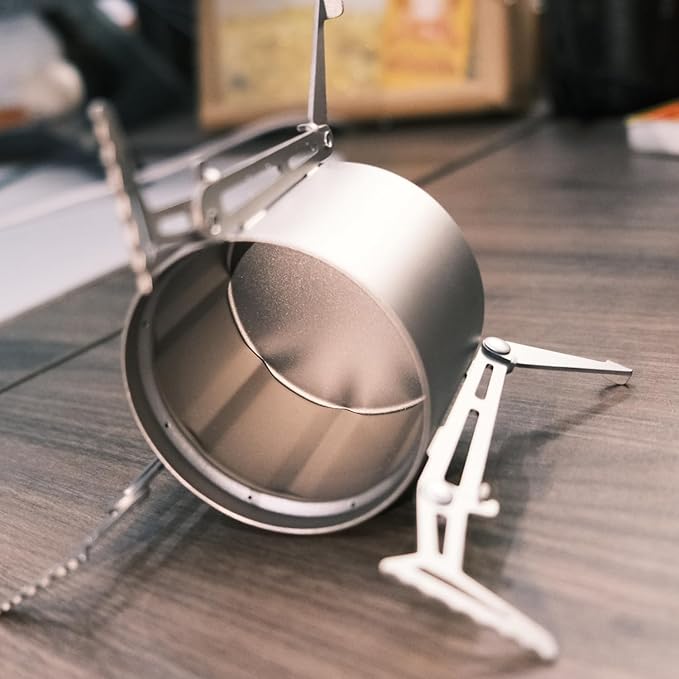 Titanium Backpacking Stove System, Cup/Portable Alcohol Stove/Foldable Spork -750ml Camping Combo (only stove)
