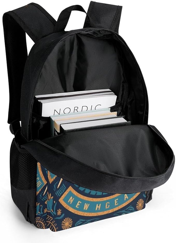 Daypack Anti-Theft Multipurpose Large Capacity Shoulder Bag, Gold Freemason Freemasonry Masonic Art Travel Hiking Camping Rucksack With Smooth Zippers