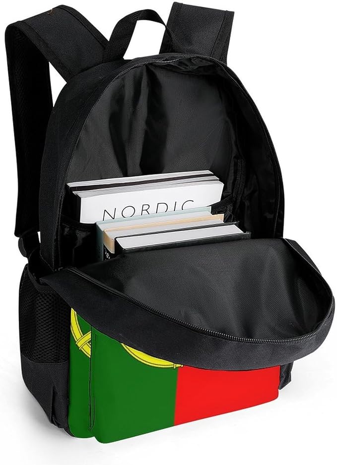 Daypack Backpack Multipurpose Anti-Theft Large Capacity Bookbag, Portugal Flag Travel Hiking Camping Rucksack With Adjustable Shoulder Straps