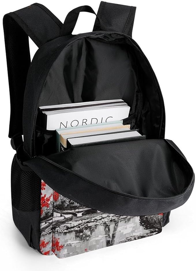 Supdreamc Polyester Daypack for Camping Travel Walking Cycling, Big Capacity Anti-Theft Multipurpose Bookbag, Oil Painting Paris European City Landscape France Eiffel Tower Camping Outdoor Backpack