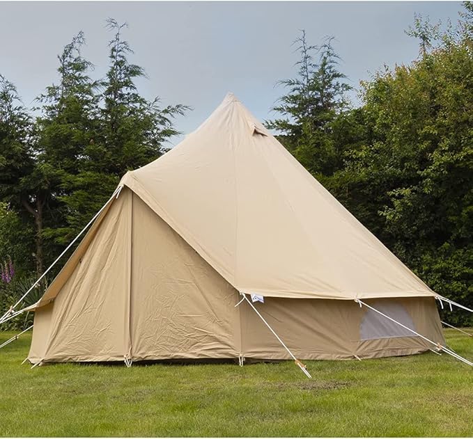 GeRRiT 3m/4m Cotton Canvas Bell Tent with 4 Windows Indian Yurt Tent Camping Family Teepee Tent for Glamping, Festival Hello