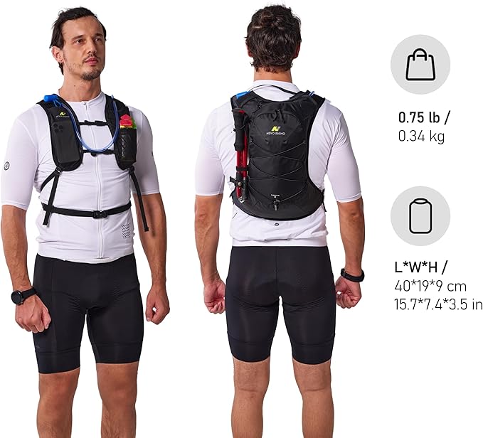 N NEVO RHINO Hydration Backpack,10L Hydro Water Daypack with 2L Water Bladder, Lightweight Hiking Backpack-Hydration Bike Pack for Cycling Rave