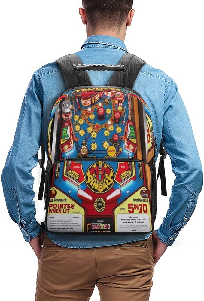 Backpack Multipurpose Anti-Theft Large Capacity Bookbag, Cartoon Pinball Orange Travel Hiking Daypack With Side Pockets