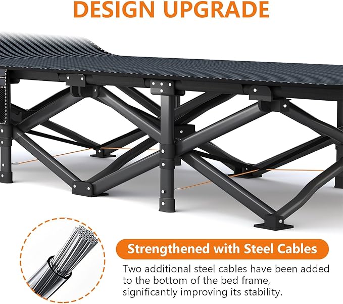 ATORPOK Oversized Camping Cot for Adults with Cushion Comfortable, Extra Wide 31.5'' Folding Bed for Sleeping, Lightweight Folding Bed with Carry Bag Supports 500 lbs