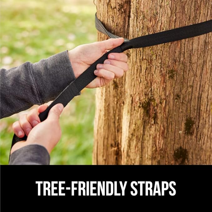 GORILLA GRIP Durable Portable Camping Hammock, Holds 400lbs with Heavy Duty Tree Straps, Comfortable Travel Swing, Camp Hammocks, Easy to Use and Install, Outdoor Essentials, Red, 9x4.5 FT
