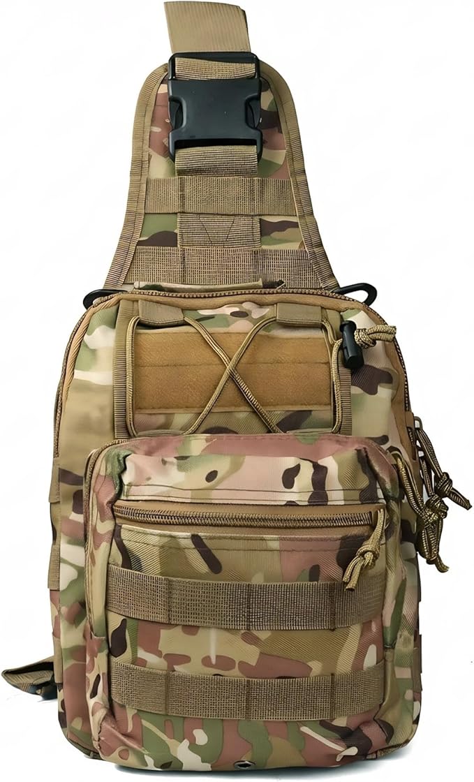 Viriber Tactical Backpack, Waterproof Military Cross-body Molle Sling Shoulder Backpack Chest Bag for Outdoor Every Day Carry CP