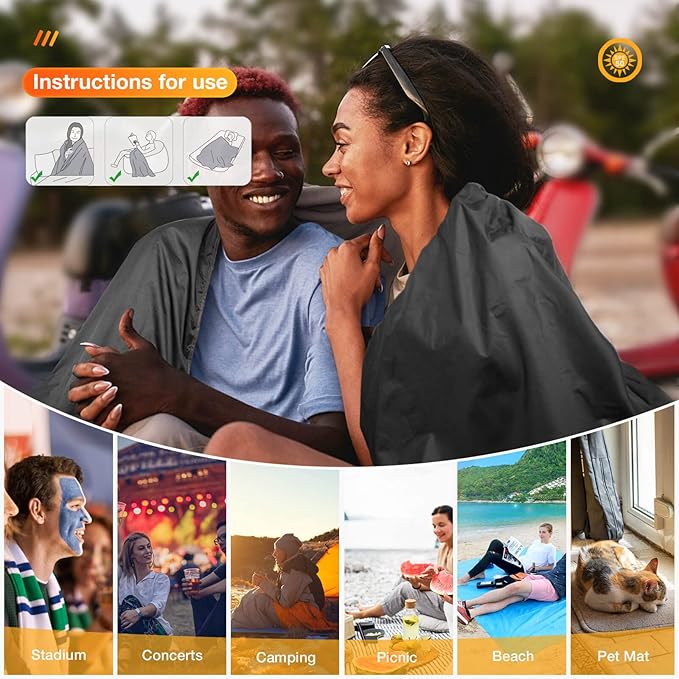 DUKUSEEK Camping Blankets for Cold Weather, Waterproof Blankets for Adult, Large (79x56), Portable, Wearable, Warm for Outdoor Camping, Picnic, Stadium, Sports, Beach, Concerts, Car, Dogs, Travel…