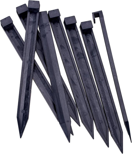 Landscape Edging Spikes, 12 Pcs 10 Inch Garden Stakes Anchoring Spikes for Paver Edging, Weed Barriers, Turf, Tent, Weed Barrier, Timber, Carpentry, Tent etc. (12, Black)
