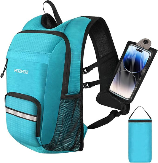10L Small Hiking Backpack For Women Men, Lightweight Travel Packable Back Pack, Foldable Camping Hiking Daypack With Vest-style and Touchscreen Phone Pocket (Lake Green)