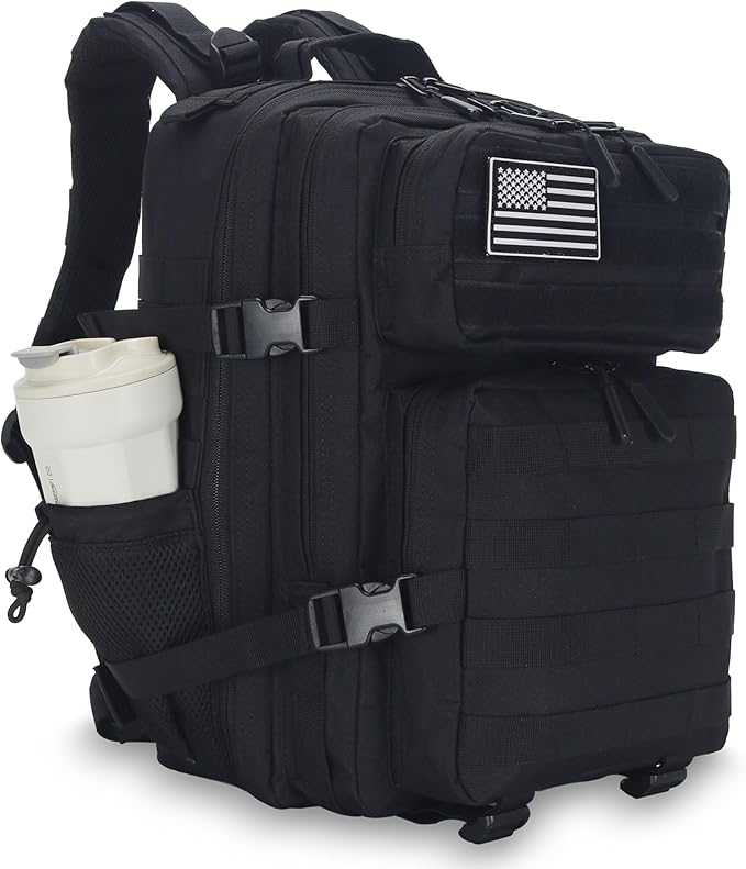 25L/45L Tactical Backpack Military Tactical Backpack Heavy Duty Molle Assault Pack for Work Gym Outdoors (1.0 25L-black, Small)