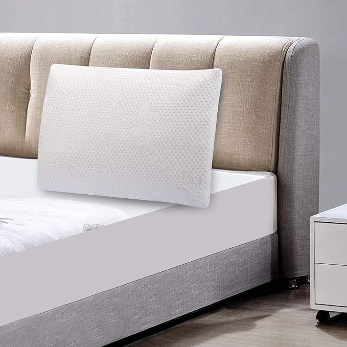 SUQ I OME Slim Sleeper -Thin Latex Pillow for Sleeping,Dunlop Low Profile Ultra Thin for Stomach, Back, or Side Sleepers, Firm, 23x15.7x2.7 inch,Cube White