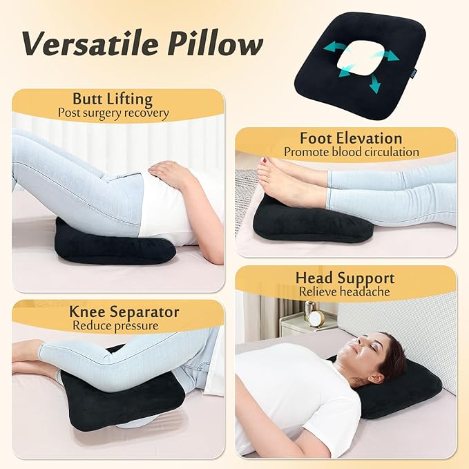AOSSA Bed Sore Cushions for Butt Positioning Pillow, Pressure Ulcer Cushion, Donut Pressure Relief Pillow for Sleeping Position Wedge After Surgery Turning Back Body Leg Support Medical Seat Cushion
