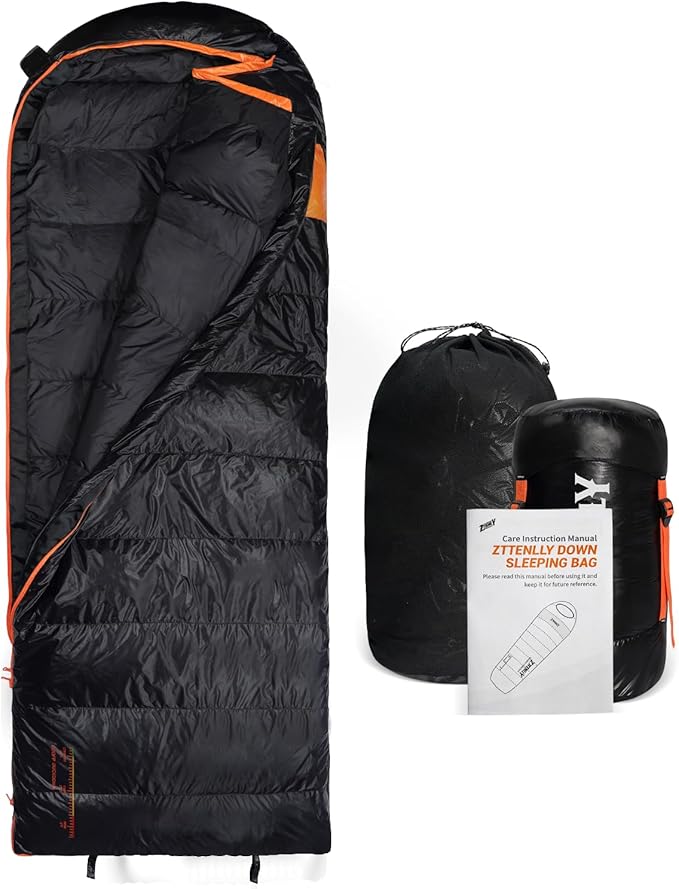 Down Sleeping Bag for Adults - Lightweight and Compact for Backpacking, Camping and Hiking - 550/600 FP, 0/20/30 Degree and 4-Season Sleeping Bag for Cold Weather
