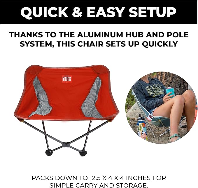 GRAND TRUNK Alite Monarch Chair – Ultra-Lightweight & Portable Rocking Camping Chair, Quick Setup, Durable Aluminum Frame for Hiking, Backpacking, Fishing & Beach (Clay Red)