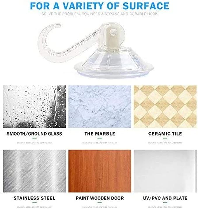 1st Choice Clear Plastic Suction Cup Hooks, 8 Pack Ultra Heavy Duty Power Lock Vacuum Traceless Smooth Waterproof Oil-Proof Wall Shower Kitchen Window Bathroom Holder