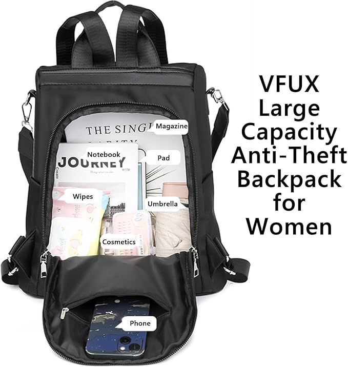 Anti Theft Backpack for Women, Large Capacity Leisure Shoulder Bag, Antitheft Backpack Crossbody Lightweight Travel (Brown)