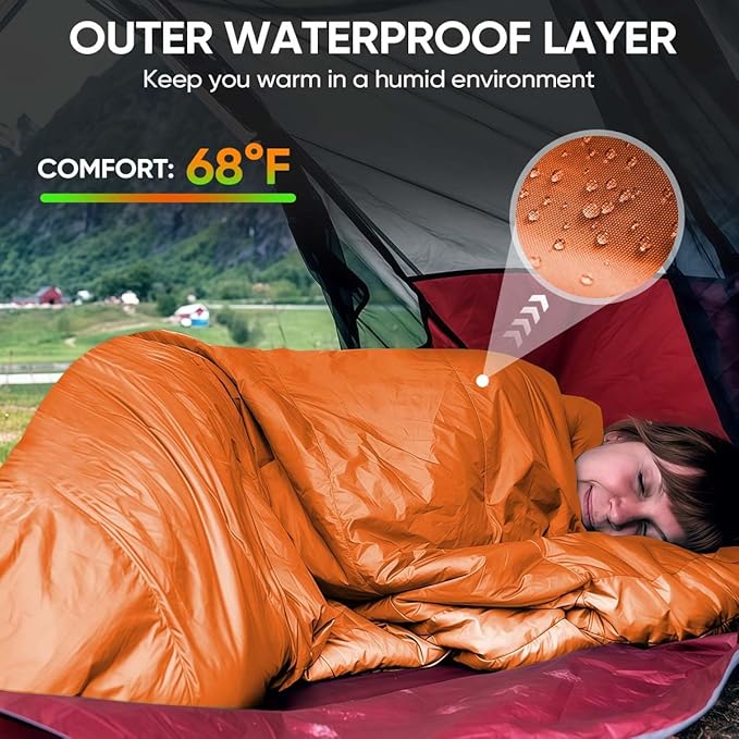 OBTANIM Sleeping Bags Portable Waterproof Camping Sleeping Bag for Adults Kids 4 Seasons Cold Weather or Warm Backpacking Hiking Mountaineering Indoor Outdoor Use