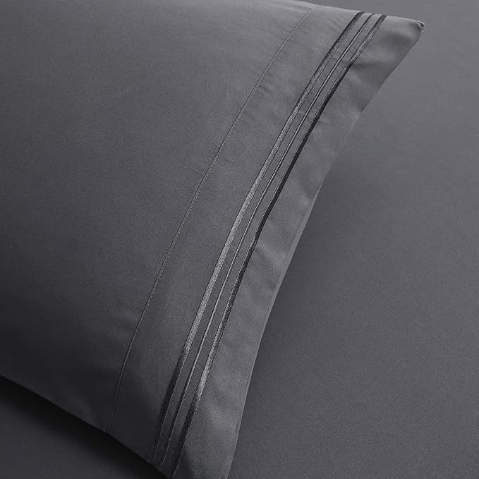 Clara Clark Twin XL Sheets, 5 Piece Set - Hotel Luxury Bed Sheets, Super Soft Bedding Set, Twin XL Size, Charcoal Gray