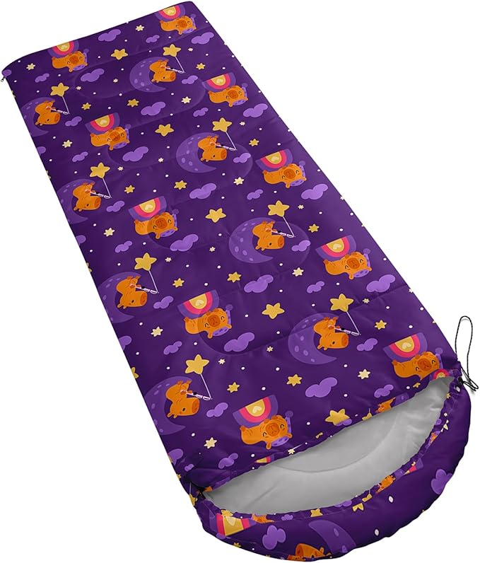 AILONEN Girls Pink Camping Sleeping Bags,Lightweight & Waterproof,3 Season Warm & Cool Weather,Cute Bow Duck Print Sleeping Bags for Kids,Girls,Adults Travelling,Outdoors