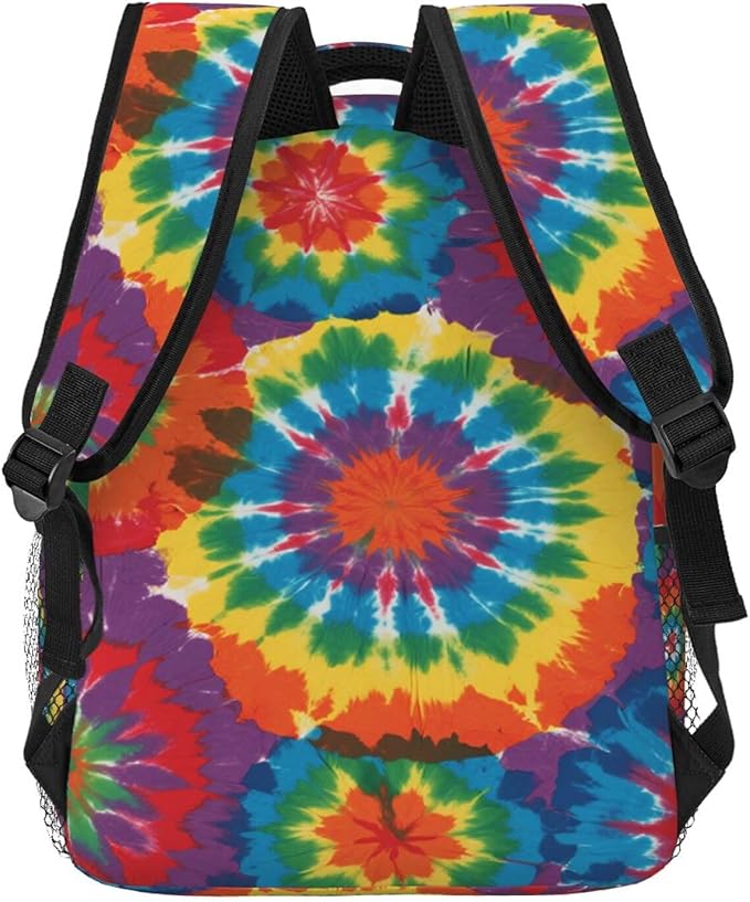 Polyester Daypack for Hiking Work Running, Big Capacity Anti-Theft Multipurpose Shoulder Bag, Colorfu Tie Dye Art Travel and Sport Backpack Rucksack