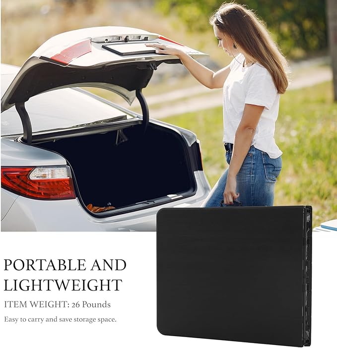 AJP Distributors 6 Foot Portable Plastic Folding Table 6FT 72" Half Foldable Heavy Duty Top w/Carry Handle - Indoor Outdoor Camping Picnic Party Wedding Dining Office Event Meeting Black Wood Style