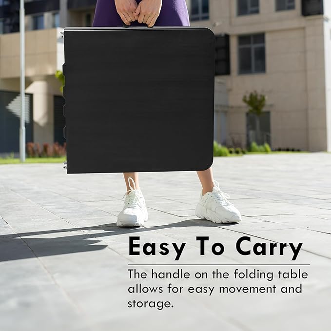 4ft Table, Adjustable Height Table with Foldable, Easy to Carry, for Family Gatherings, Outdoor Gatherings, Indoor