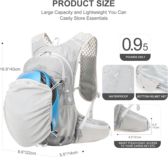 IX INOXTO Hydration Backpack, 18L Lightweight Hiking Backpack with 2L Water Bladder Daypack Women Men, Water Backpack Insulated Hydration Pack for Hiking, Running, Festival, Cycling
