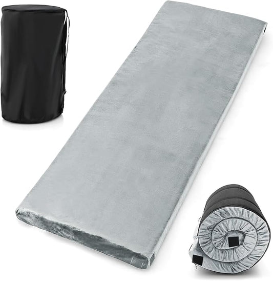 Goplus Memory Foam Camping Mattress, Portable Roll up Sleeping Pad w/Anti-Slip Bottom, Travel Bag, Single/Twin Waterproof Floor Mat, Guest Bed