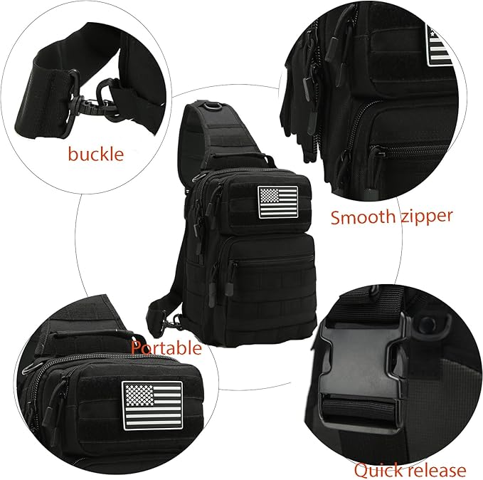 Tactical Sling Bag Small Military EDC Pack Rover Shoulder Sling Pack Molle Crossbody Chest Backpack for Men (Green)