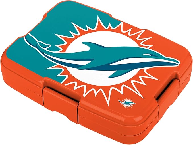 FOCO NFL Unisex-Adult Officially Licensed 2-Tone Big Logo Team Color Football Leak Proof 5 Compartment Bento Lunch Box - Miami Dolphins