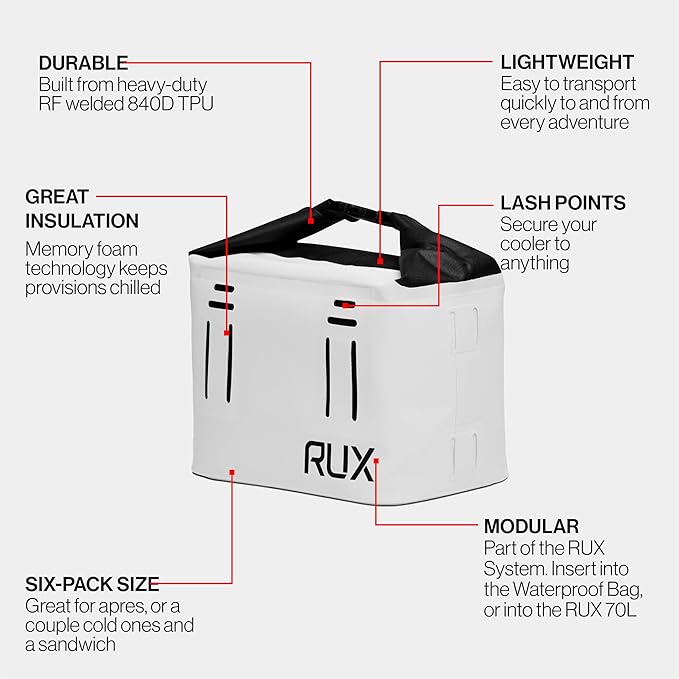 RUX 5L Cooler Cube - Our Small Cooler Bag is A Compact, Insulated Soft Cooler Perfect for Camping, Daily Carry, Or Van Life. Weatherproof, Modular, and Built to Go Anywhere.