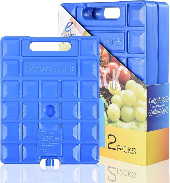 Large Freezer Cold Ice Pack Block Ice Chest, Reusable Long Lasting Quick Freezes with A Handle, for Coolers Lunch Box/Bag(1000g Set of 2)