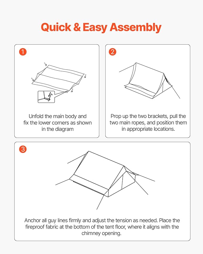 VEVOR Hot Tent, Camping Tipi Hot Tents with Stove Jack, Portable Winter Camping Tents with Snow Skirt, Easy Setup, Waterproof 4 Season Shelter Tents for Fishing Backpacking