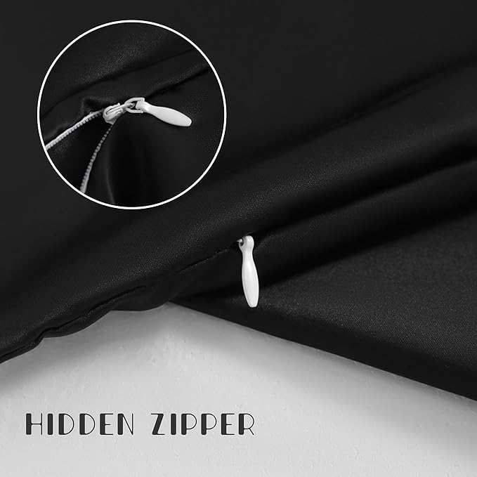 NTBAY Zippered Silk Satin Toddler Pillowcases - 2 Pack Hidden Zipper 13x18 Pillowcases - Luxury and Silky Baby Travel Pillow Covers, Black