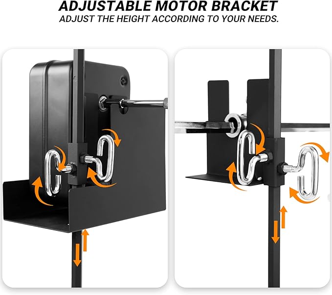 onlyfire Barbecue Rotating Cordless Dual Post Open Fire Spit Rotisserie Grill System with 38 Inch Spit Rod