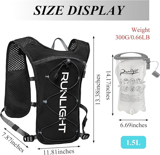 Running Vest for Women Men Lightweight Hydration Backpack Pack with 1.5L Water Bladder Bag Hydro Daypack for Hiking,Trail,Skiing,Camping,Cycling,Race,Marathon