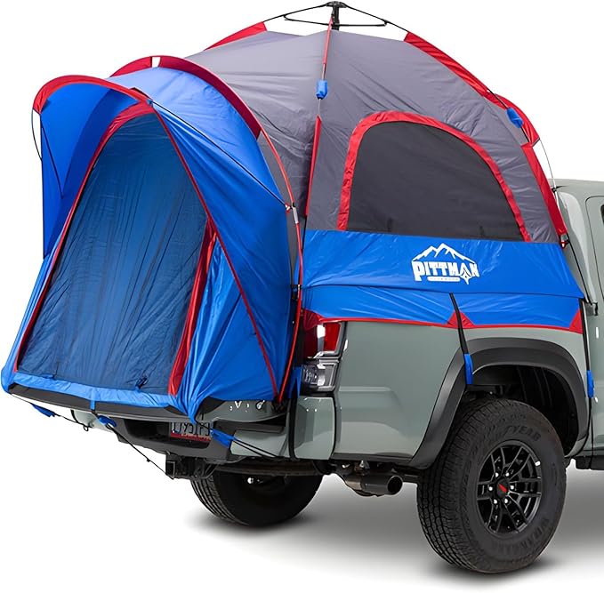 Pittman - Truck Bed Tent with EZ-UP Design - Truck Tent for Camping - Includes Rain Fly, Extra Wide Entry, Oversize Air Mesh & Porch Cover - Premium Truck Bed Camper