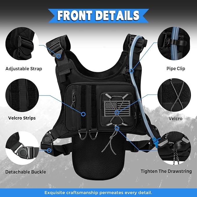 Outdoor Hydration Vest for Running & Hiking, Lightweight Breathable Water Backpack with 2.0L Bladder, Bounce-Free Chest Pack for Marathon, Cycling, Trekking for Men and Women