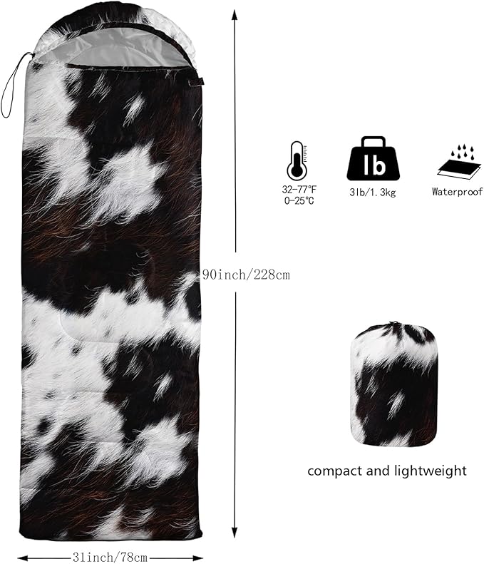 Sleeping Bags for Adults and Kids，3D Printing Camping Sleeping Bag for Girls Boys Lightweight Waterproof Cold/Warm 3-Season，Outdoor Travel with Compression Bags