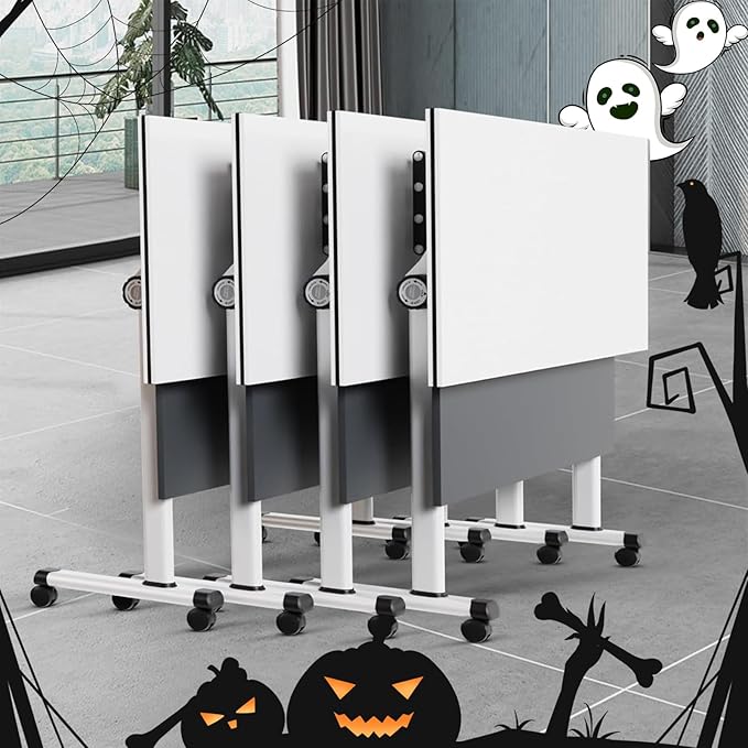 61 INCH Mobile Folding Conference Table – Heavy-Duty Flip-Top Desk with Locking Wheels, Space-Saving Design for Office & Educational Environments