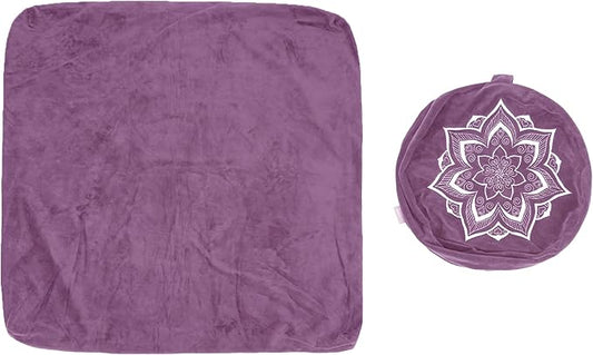 Meditation Zafu Cushion Set with Buckwheat Hulls & Memory Foam - Ergonomic Support for Yoga & Sitting - Removable Machine-Washable Luxury Velvet Cover - for Adults and Kids (Purple（COVER ONLY）)