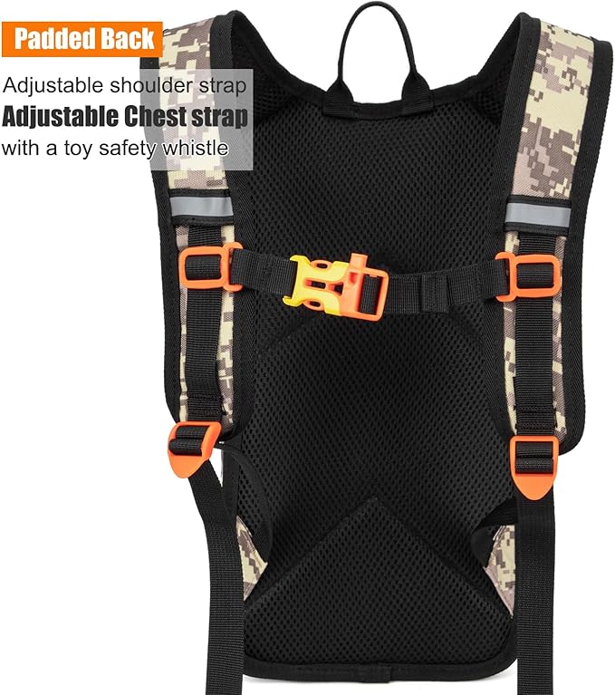 Kids Hydration Backpack, Water Hiking Backpack for Boys or Girls with 1.5L Reservoir Bladder