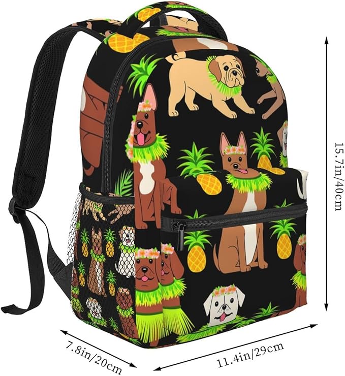 Rucksack Anti-Theft Multipurpose Big Capacity Carry On Bag, Beach Dog Yellow Labrador Pineapple Traveling Camping Backpack With Side Pockets